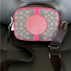 NWT Coach Dempsey Camera Bag Signature Jacquard W Stripe